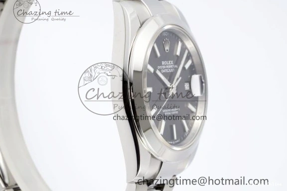 0107 Sophisticated DateJust 41 SS Polished Bezel KING 1:1 Best Edition 904L Steel Gray Stick Dial on Oyster Bracelet VR 2162